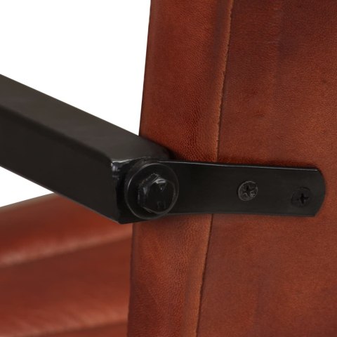 KRZESŁA STOŁOWE 2 SZT. BRĄZOWE NATURALNA SKÓRA