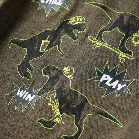 KOSZULKA DZIECIĘCA Z DŁUGIMI RĘKAWAMI CIEMNY MELANŻ KHAKI 116