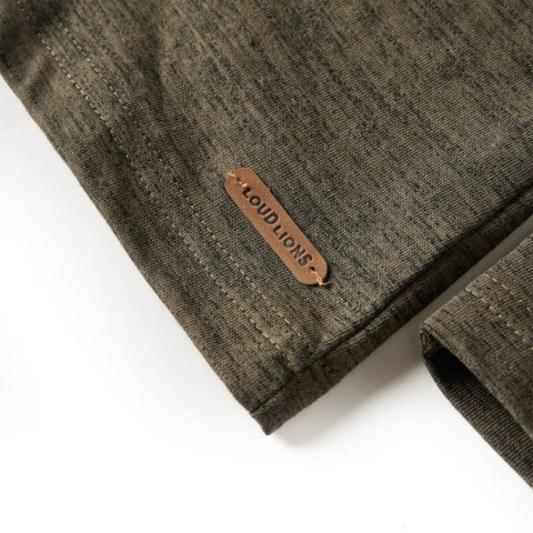 KOSZULKA DZIECIĘCA Z DŁUGIMI RĘKAWAMI CIEMNY MELANŻ KHAKI 116