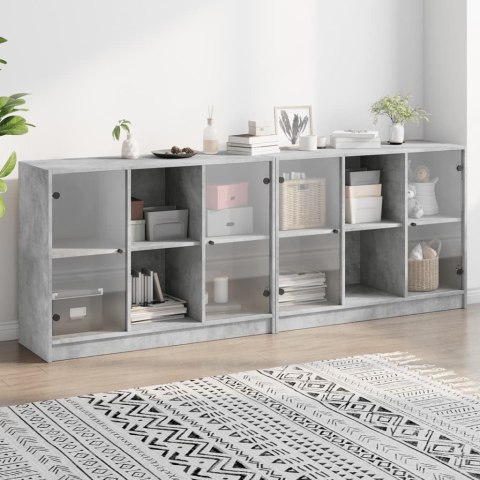 BIBLIOTECZKA Z DRZWICZKAMI SZAROŚĆ BETONU 204X37X75CM