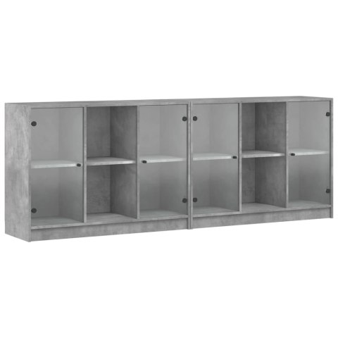 BIBLIOTECZKA Z DRZWICZKAMI SZAROŚĆ BETONU 204X37X75CM