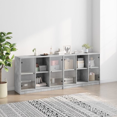 BIBLIOTECZKA Z DRZWICZKAMI SZAROŚĆ BETONU 204X37X75CM