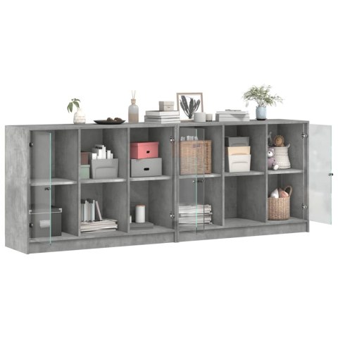 BIBLIOTECZKA Z DRZWICZKAMI SZAROŚĆ BETONU 204X37X75CM