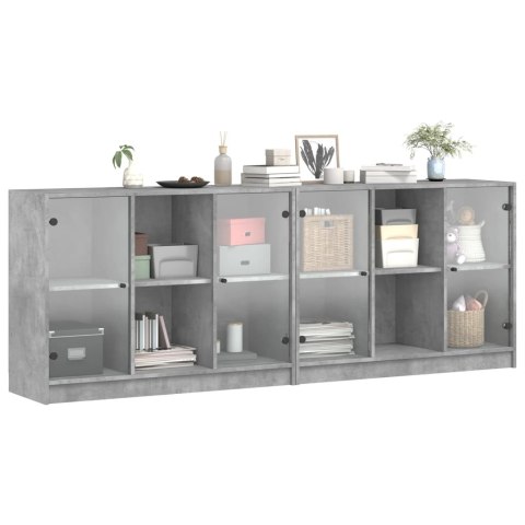 BIBLIOTECZKA Z DRZWICZKAMI SZAROŚĆ BETONU 204X37X75CM