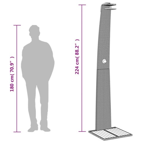PRYSZNIC OGRODOWY BEŻOWY 55X60X224CM POLIRATTAN I AKACJA