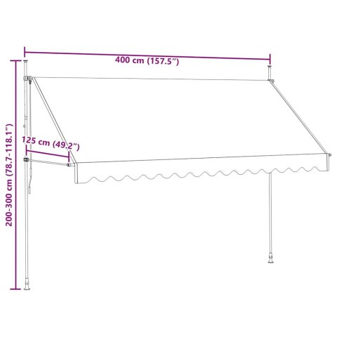 MARKIZA ZWIJANA RĘCZNIE 400CM ANTRACYTOWA
