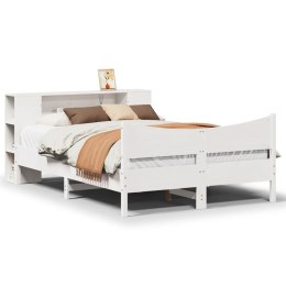 RAMA ŁÓŻKA BEZ MATERACA BIAŁA 160X200CM LITE DREWNO SOSNOWE