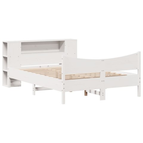 RAMA ŁÓŻKA BEZ MATERACA BIAŁA 160X200CM LITE DREWNO SOSNOWE