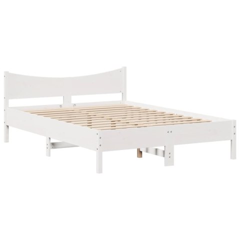 RAMA ŁÓŻKA BEZ MATERACA BIAŁA 160X200CM LITE DREWNO SOSNOWE