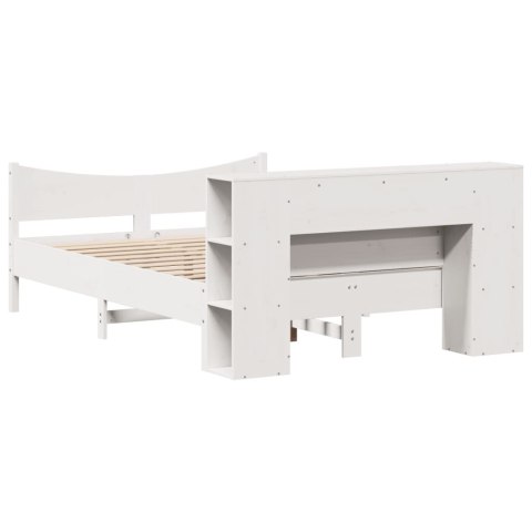 RAMA ŁÓŻKA BEZ MATERACA BIAŁA 160X200CM LITE DREWNO SOSNOWE