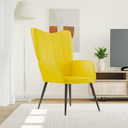 FOTEL MUSZTARDOWY OBITY TKANINĄ