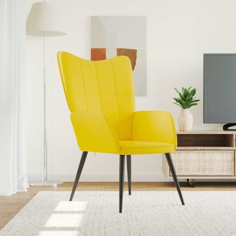 FOTEL MUSZTARDOWY OBITY TKANINĄ