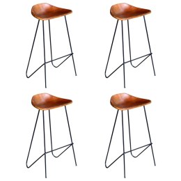 KRZESŁA BAROWE 4 SZT. PRAWDZIWA SKÓRA BRĄZOWE