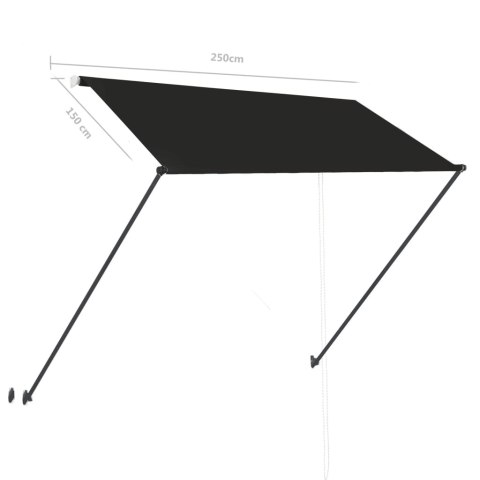 MARKIZA ZWIJANA Z LED 250X150CM ANTRACYTOWA