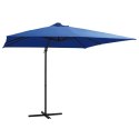 PARASOL WISZĄCY Z LED I STALOWYM SŁUPKIEM 250X250CM NIEBIESKI