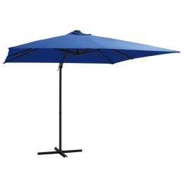 PARASOL WISZĄCY Z LED I STALOWYM SŁUPKIEM 250X250CM NIEBIESKI