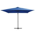 PARASOL WISZĄCY Z LED I STALOWYM SŁUPKIEM 250X250CM NIEBIESKI