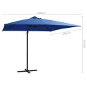 PARASOL WISZĄCY Z LED I STALOWYM SŁUPKIEM 250X250CM NIEBIESKI