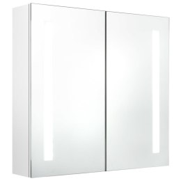 SZAFKA ŁAZIENKOWA Z LUSTREM I LED BIEL POŁYSK 62X14X60CM