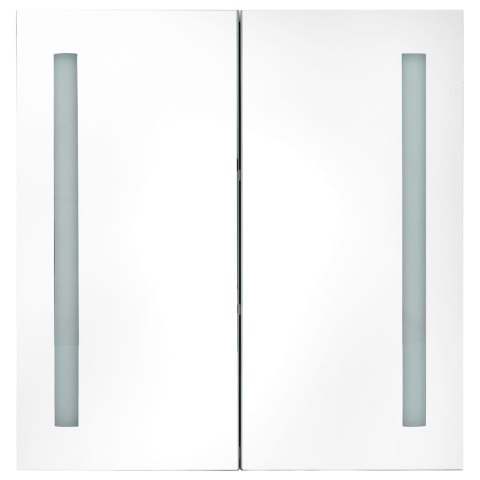 SZAFKA ŁAZIENKOWA Z LUSTREM I LED BIEL POŁYSK 62X14X60CM