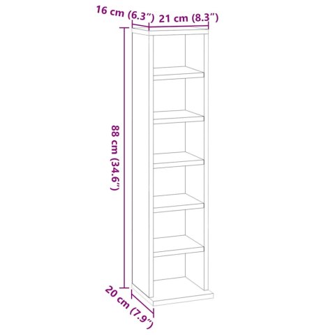 SZAFKA NA PŁYTY CD POŁYSK BIAŁA 21X20X88CM