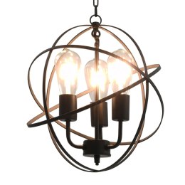 LAMPA WISZĄCA CZARNA 3X E27METALOWA KULA LOFT 35CM MONTAŻ