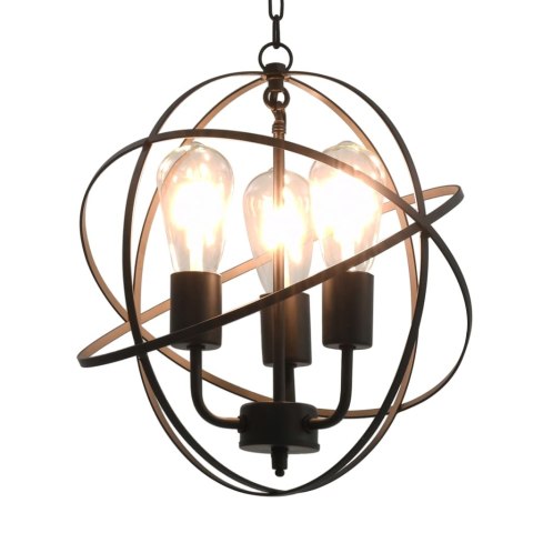 LAMPA WISZĄCA CZARNA 3X E27METALOWA KULA LOFT 35CM MONTAŻ