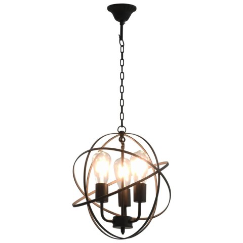 LAMPA WISZĄCA CZARNA 3X E27METALOWA KULA LOFT 35CM MONTAŻ