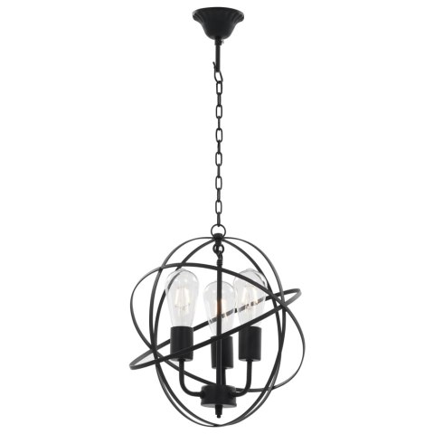 LAMPA WISZĄCA CZARNA 3X E27METALOWA KULA LOFT 35CM MONTAŻ
