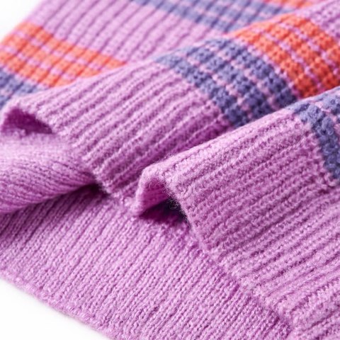 SWETER DZIECIĘCY Z DZIANINY W PASKI LILIOWO-RÓŻOWY 140