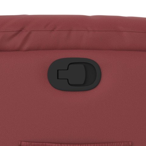 PODNOSZONY FOTEL ROZKŁADANY WINNA CZERWIEŃ SZTUCZNA SKÓRA