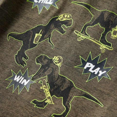 KOSZULKA DZIECIĘCA Z DŁUGIMI RĘKAWAMI CIEMNY MELANŻ KHAKI 128