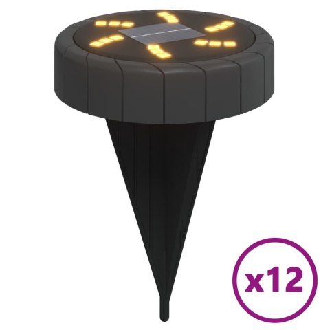 12 SOLARNYCH LAMPEK GRUNTOWYCH Z KOLCAMI CIEPŁE ŚWIATŁO LED IP65
