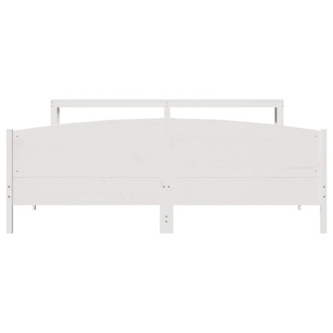 ŁÓŻKO BEZ MATERACA BIAŁE 200X200CM LITE DREWNO SOSNOWE