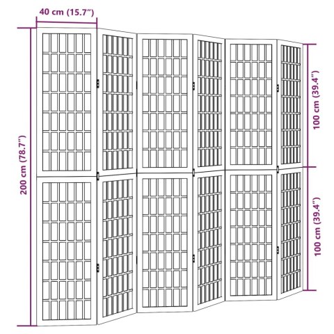 PARAWAN POKOJOWY 6PANELOWY BIAŁY LITE DREWNO PAULOWNI