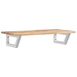 PÓŁKA ŚCIENNA POD UMYWALKĘ STAL I LITE DREWNO AKACJOWE