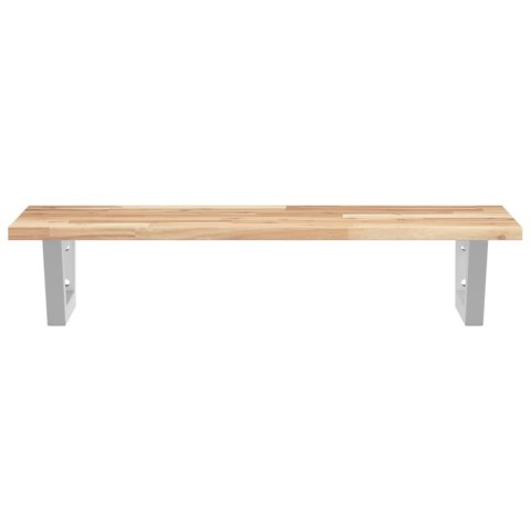 PÓŁKA ŚCIENNA POD UMYWALKĘ STAL I LITE DREWNO AKACJOWE