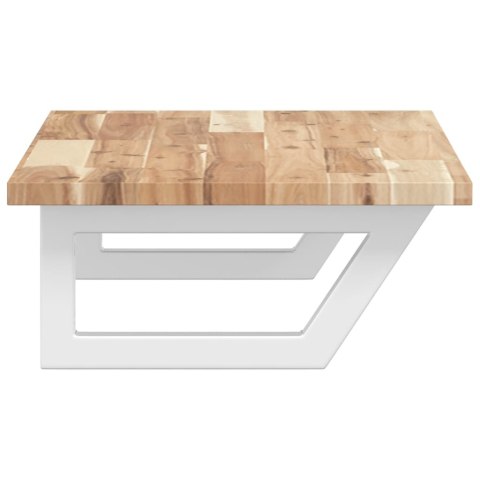 PÓŁKA ŚCIENNA POD UMYWALKĘ STAL I LITE DREWNO AKACJOWE