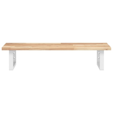 PÓŁKA ŚCIENNA POD UMYWALKĘ STAL I LITE DREWNO AKACJOWE