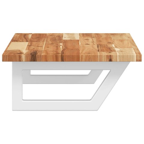 PÓŁKA ŚCIENNA POD UMYWALKĘ STAL I LITE DREWNO AKACJOWE