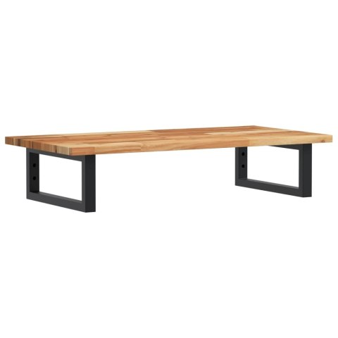 PÓŁKA ŚCIENNA POD UMYWALKĘ STAL I LITE DREWNO AKACJOWE