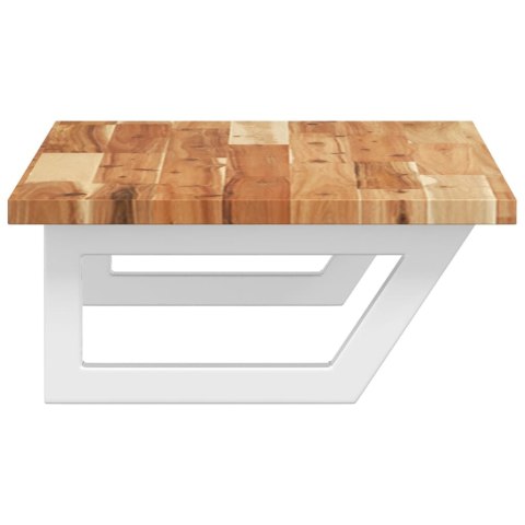 PÓŁKA ŚCIENNA POD UMYWALKĘ STAL I LITE DREWNO AKACJOWE