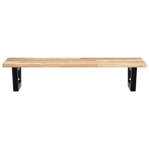 PÓŁKA ŚCIENNA POD UMYWALKĘ STAL I LITE DREWNO AKACJOWE