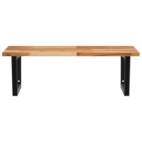 PÓŁKA ŚCIENNA POD UMYWALKĘ STAL I LITE DREWNO AKACJOWE