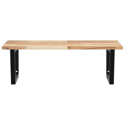 PÓŁKA ŚCIENNA POD UMYWALKĘ STAL I LITE DREWNO AKACJOWE