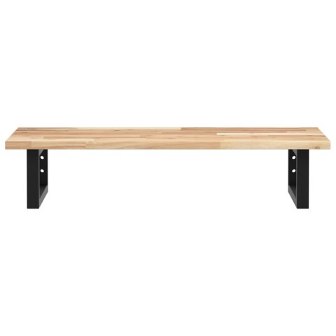 PÓŁKA ŚCIENNA POD UMYWALKĘ STAL I LITE DREWNO AKACJOWE