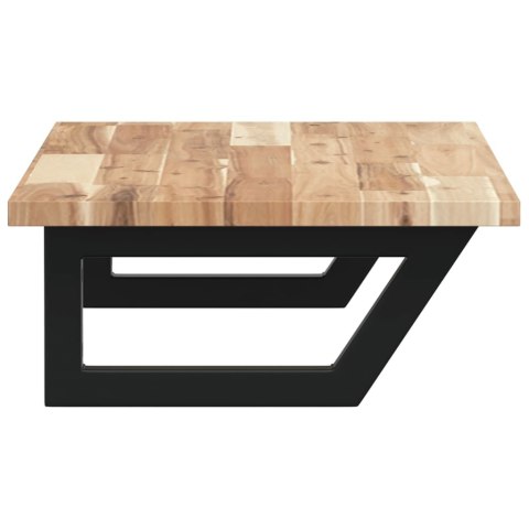 PÓŁKA ŚCIENNA POD UMYWALKĘ STAL I LITE DREWNO AKACJOWE