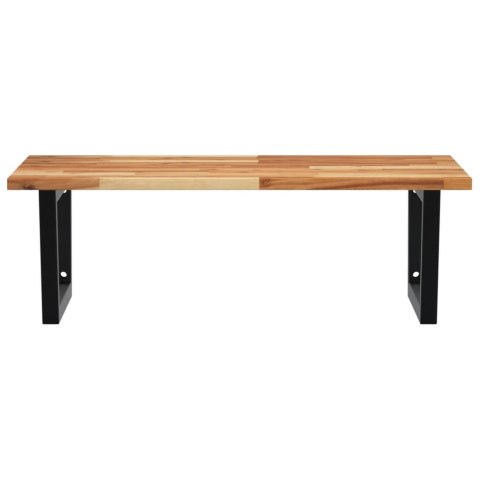 PÓŁKA ŚCIENNA POD UMYWALKĘ STAL I LITE DREWNO AKACJOWE