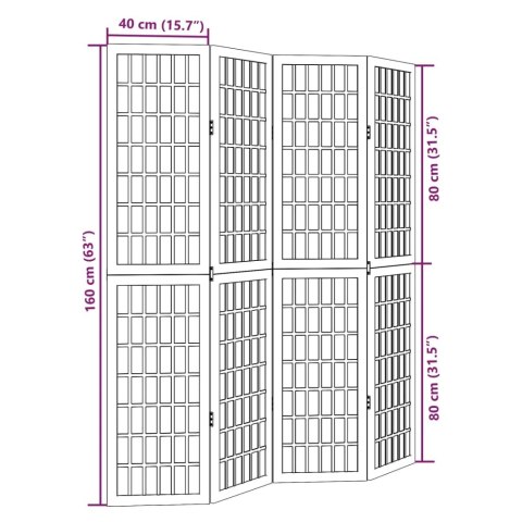 PARAWAN POKOJOWY 4-PANELOWY BIAŁY LITE DREWNO PAULOWNI
