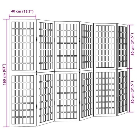 PARAWAN POKOJOWY 6-PANELOWY BIAŁY LITE DREWNO PAULOWNI